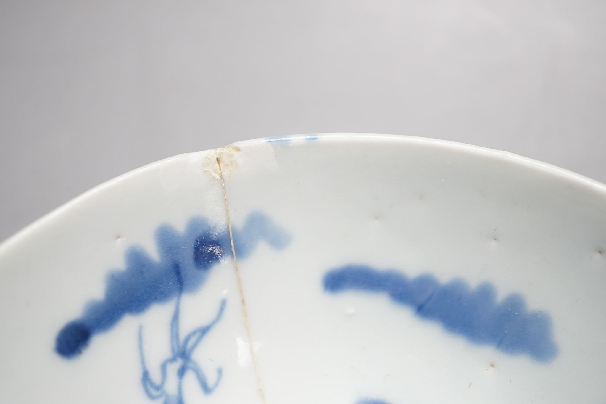 2 Chinese blue and white bowls, 15 cms diameter.